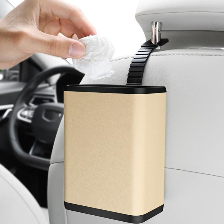 Multifunctional Car Dustbin Car Seatback Door Hanging Storage Box(Beige)