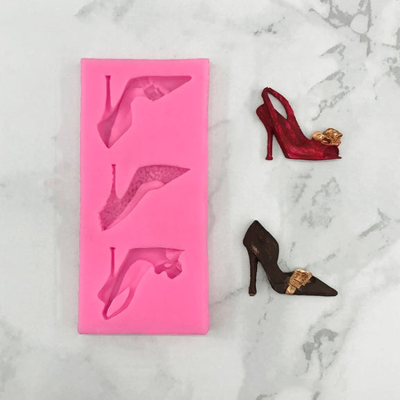 High Heels Sandals Silicone Mold 3D Chocolate Cake Glue Pendant Plaster Mold, Spec: Large