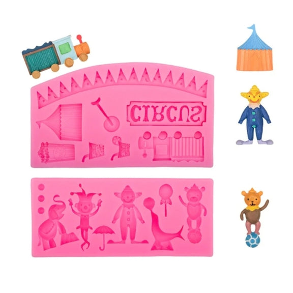 Circus Themed Clown Animal Silicone Mold Baking Cake Decoration Mold, Spec: A822 Gray