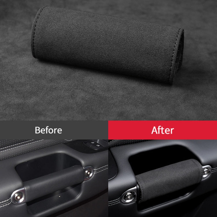 1pair Car Door Handle Decorative Anti-Scratch Cover Car Slippery Leather Inner Door Handle Protective Cover(Red)