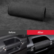 1pair Car Door Handle Decorative Anti-Scratch Cover Car Slippery Leather Inner Door Handle Protective Cover(Black)