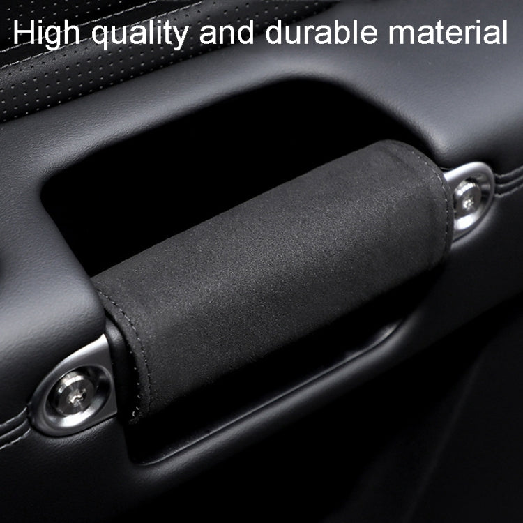 1pair Car Door Handle Decorative Anti-Scratch Cover Car Slippery Leather Inner Door Handle Protective Cover(Red)
