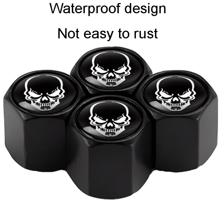 4pcs /Set Skeleton Metal Tire Valve Caps Automobile Modification Universal Valve Core Cover(Black)