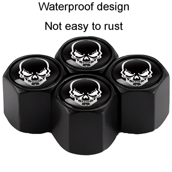 4pcs /Set Skeleton Metal Tire Valve Caps Automobile Modification Universal Valve Core Cover(Black)