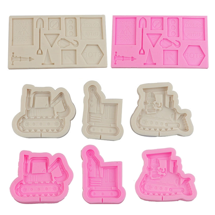 Cartoon Construction Site Tools Engineering Car Cake Decoration Molds, Specification: MK-3058 (Light Gray)