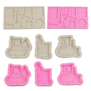 Cartoon Construction Site Tools Engineering Car Cake Decoration Molds, Specification: MK-3056 (Light Gray)