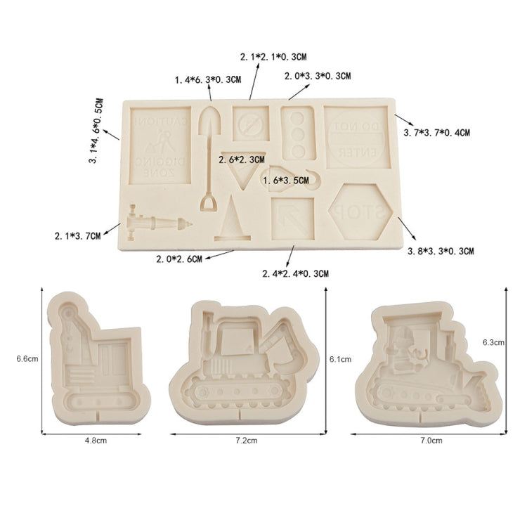 Cartoon Construction Site Tools Engineering Car Cake Decoration Molds, Specification: MK-3056 (Light Gray)