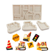 Cartoon Construction Site Tools Engineering Car Cake Decoration Molds, Specification: MK-3057 (Light Gray)