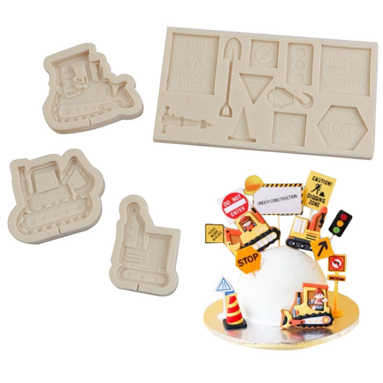 Cartoon Construction Site Tools Engineering Car Cake Decoration Molds, Specification: MK-3058 (Light Gray)