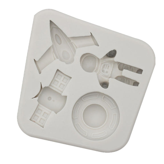 Astronaut Planet Rocket Silicone Fondant Chocolate Mold Cake Decorating Accessories Tools(Grey)