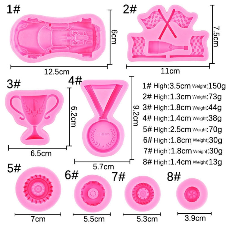 Sports Car Trophy Medal Tire Silicone Mold Glue Plaster Candle Baking Decorative Mold, Specification: A970