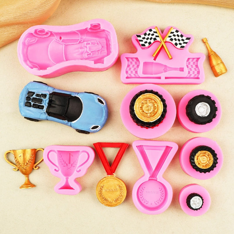 Sports Car Trophy Medal Tire Silicone Mold Glue Plaster Candle Baking Decorative Mold, Specification: A798