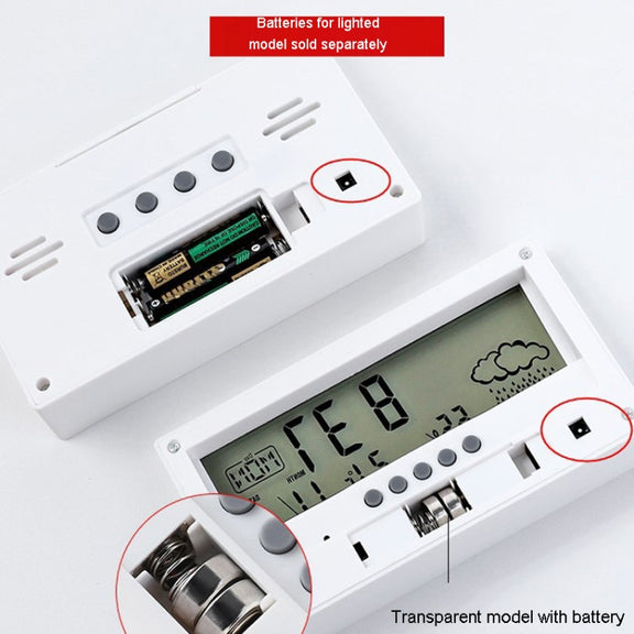 LCD Electronic Desk Clock Digital Display Multifunctional Temperature And Humidity Meter Alarm Clock, Model: 2158L With Light Black