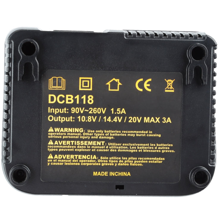 DCB118 For Dewalt 12V-20V Electric Tool Battery Charger, Plug: UK (Black)