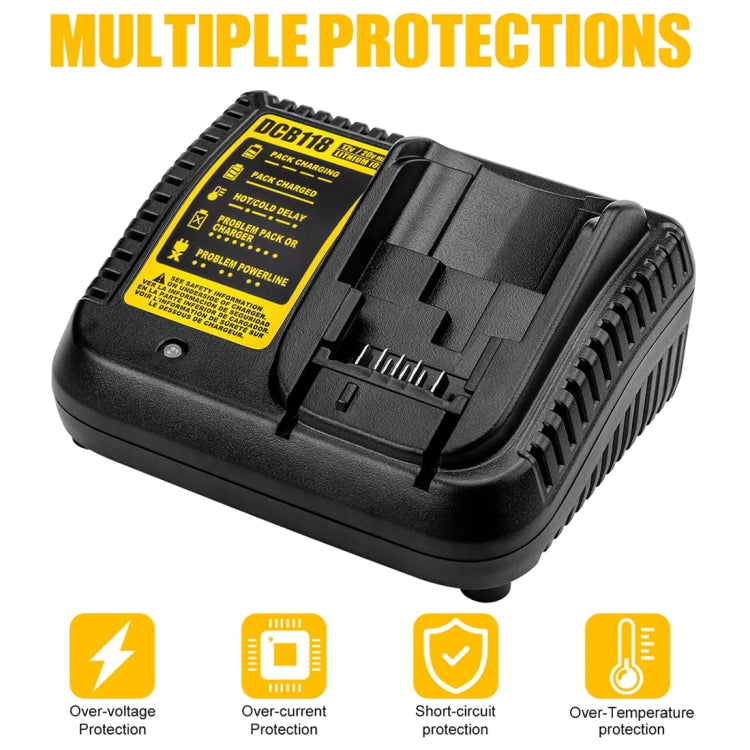 DCB118 For Dewalt 12V-20V Electric Tool Battery Charger, Plug: UK (Black)