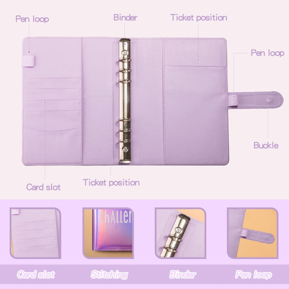 100 Day Savings Challenge A5 Loose Leaf Cash Budget Notebook(Colorful Silver)