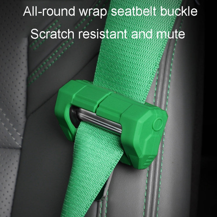 Large Car Seatbelt Buckle Protective Cover Anti Scratch Silicone Protector For Safety Belt Plugs(Green)