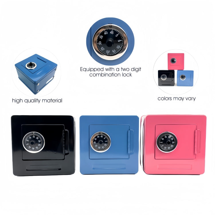 Portable  Metal Password Safe Cash Box Piggy Bank Money Organizer(Blue)