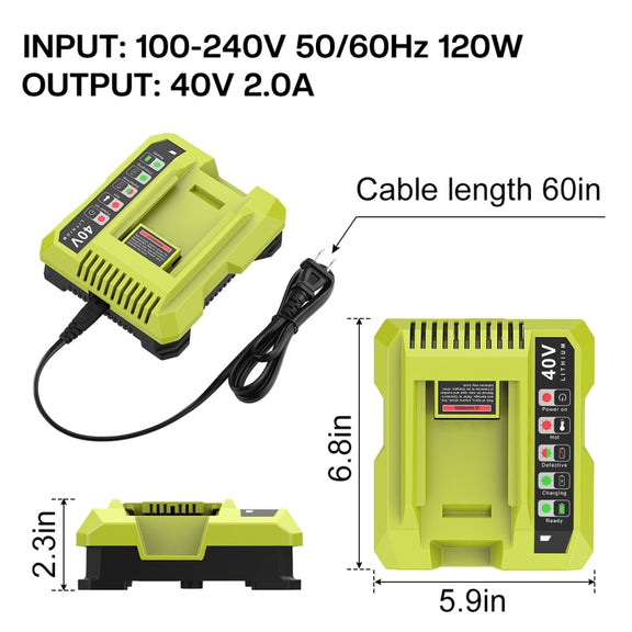 36-40V Tool Cutting Machine Battery Charger, For RYOBI PO401 / PO403 / PO400, Plug: EU