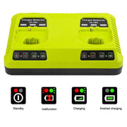 For RYOBI P108 / P117 12-18V Lithium Nickel Battery Dual Port Charger, Plug: EU