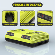 For RYOBI P108 / P117 12-18V Lithium Nickel Battery Dual Port Charger, Plug: EU