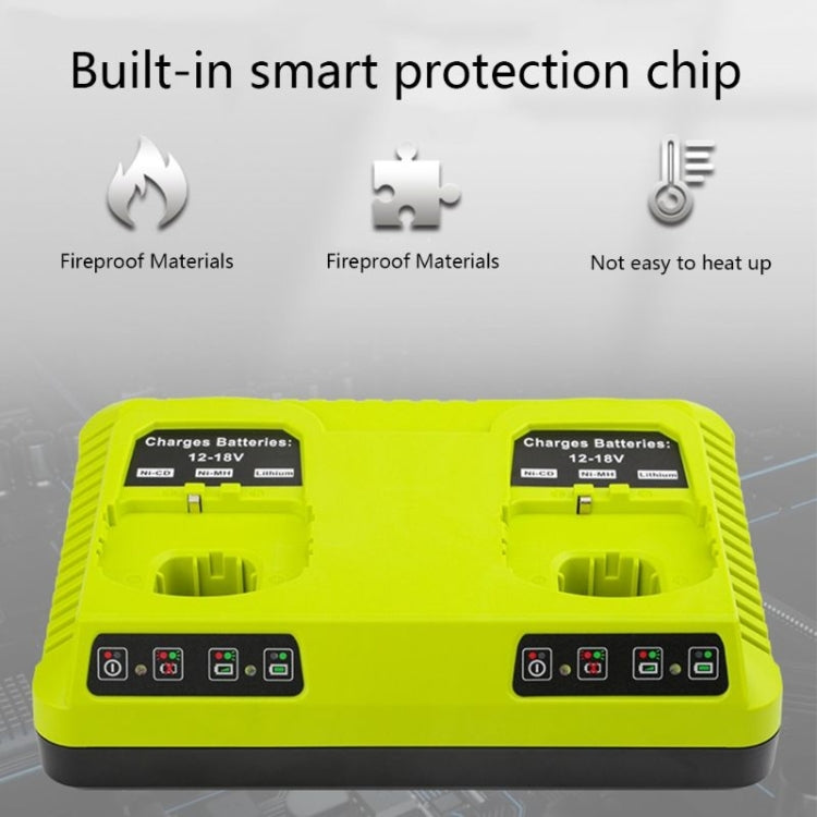 For RYOBI P108 / P117 12-18V Lithium Nickel Battery Dual Port Charger, Plug: US