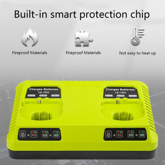 For RYOBI P108 / P117 12-18V Lithium Nickel Battery Dual Port Charger, Plug: US