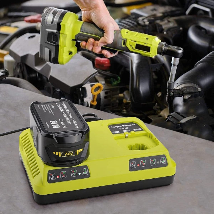 For RYOBI P108 / P117 12-18V Lithium Nickel Battery Dual Port Charger, Plug: EU