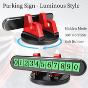 Car Dashboard Automotive Cell Phone Holder Temporary Parking Sign 2 In 1(Gray)