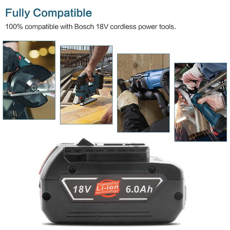 6000mAh 18V Electric Tool Battery Electrical Drilling Spare Battery, For Bosch BSH180 / CAG180-01 / CCS180 / CCS180B / CCS180K