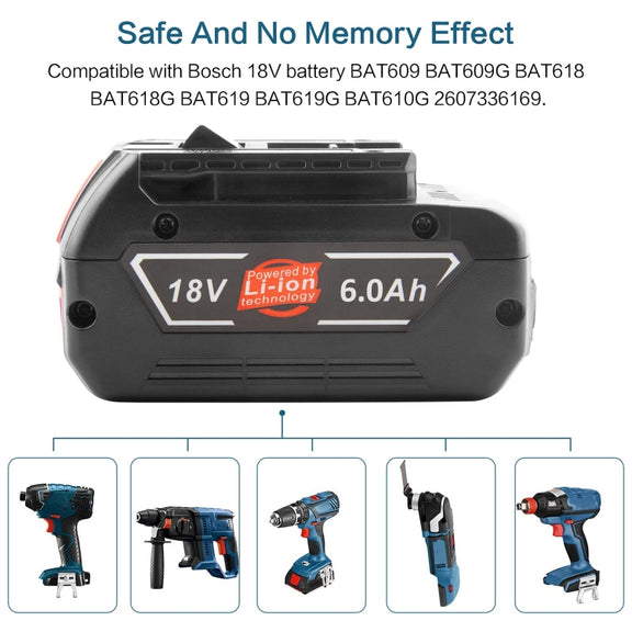 6000mAh 18V Electric Tool Battery Electrical Drilling Spare Battery, For Bosch BSH180 / CAG180-01 / CCS180 / CCS180B / CCS180K