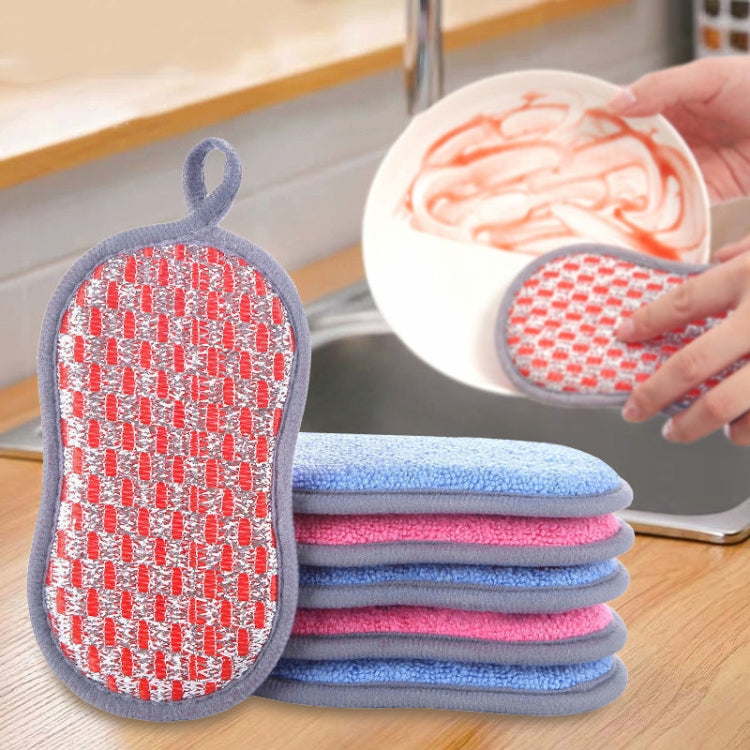5pcs Double-sided Absorbent Kitchen Dishwashing Sponge Multifunctional Cleaning Rag, Style: Gray