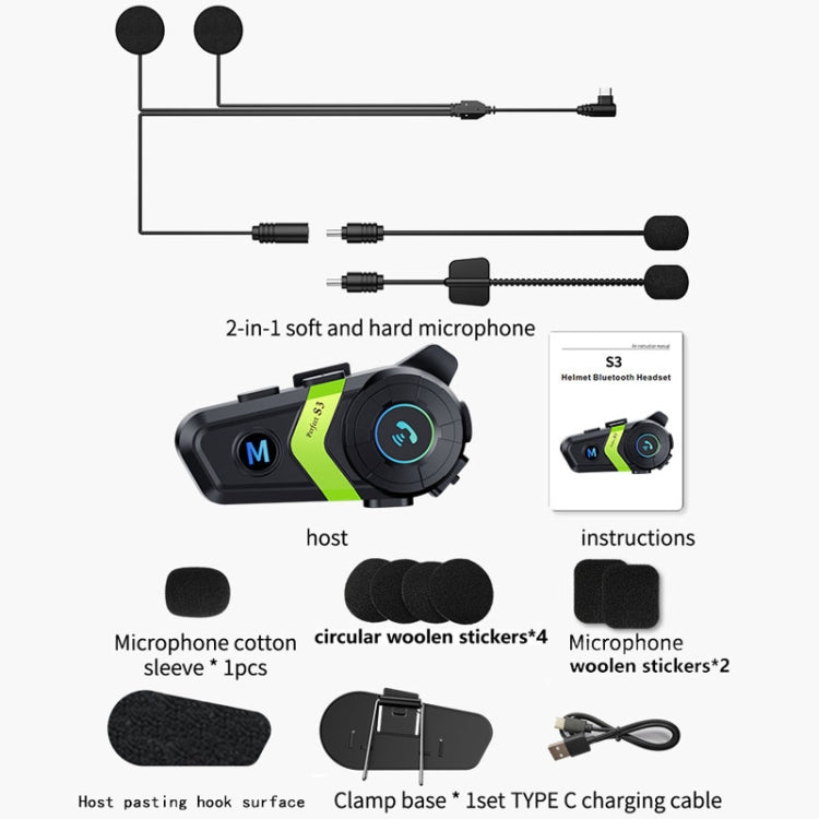 S3 Motorcycle Helmet Bluetooth Headset For Full and Half Helmets(Silver)