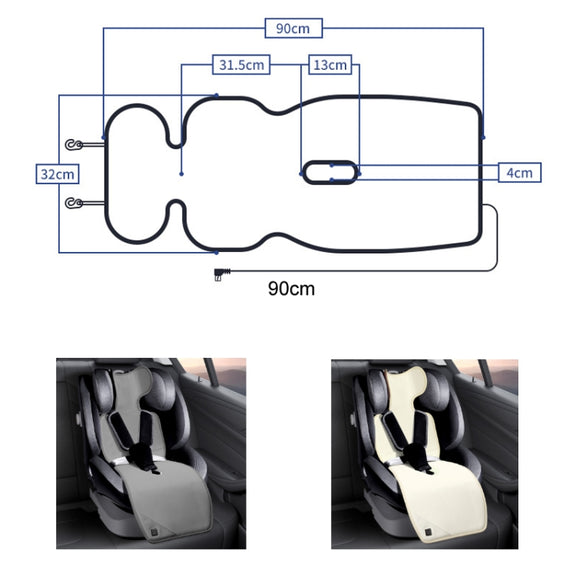 Car USB Heated Seat Cushion Winter Plush Child Seat Pad, Size: 90x32cm(Beige)