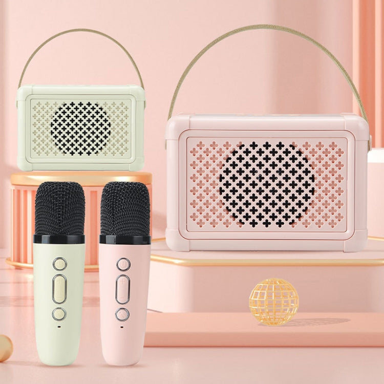 Portable Bluetooth Speaker Home Mini Karaoke Audio, Style: Dual-Microphone+Speaker(Pink)
