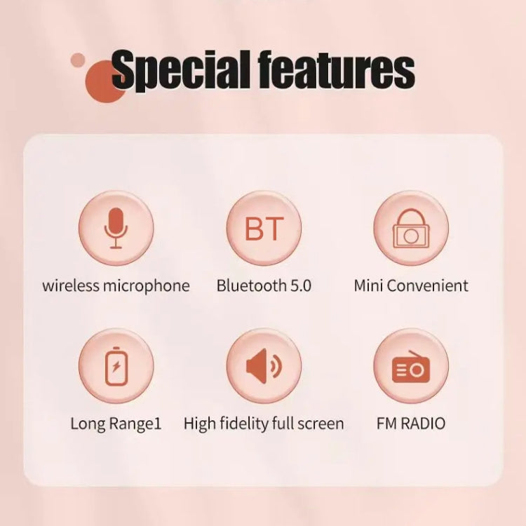 Portable Bluetooth Speaker Home Mini Karaoke Audio, Style: Dual-Microphone+Speaker(Pink)