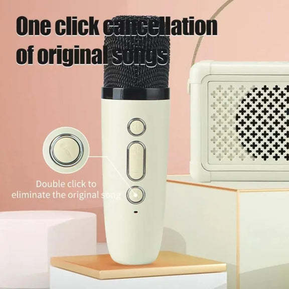 Portable Bluetooth Speaker Home Mini Karaoke Audio, Style: Dual-Microphone+Speaker(Pink)