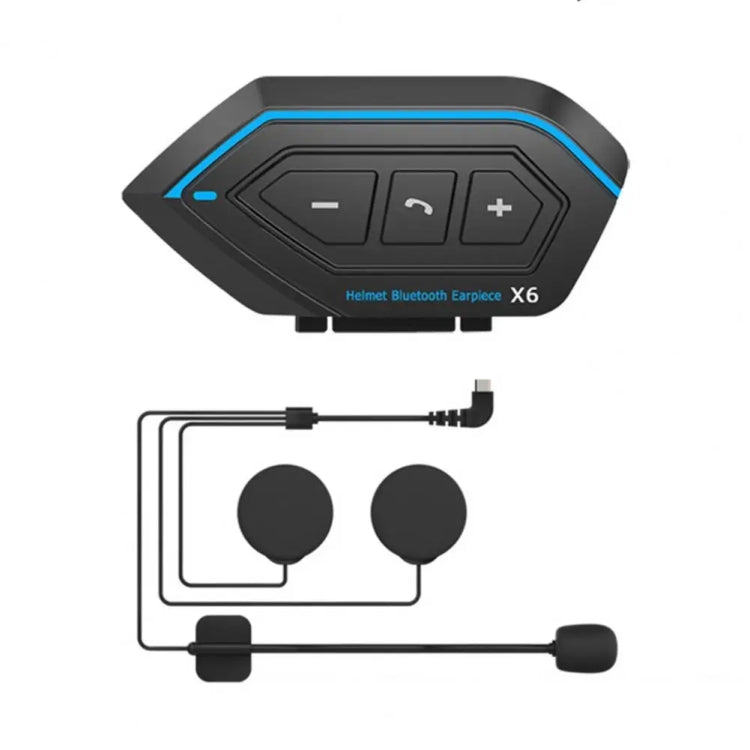 X6 Helmet Bluetooth Headset Wireless Water-resistant Moto Handsfree Stereo Headphone(Hard Pipe Wheat)