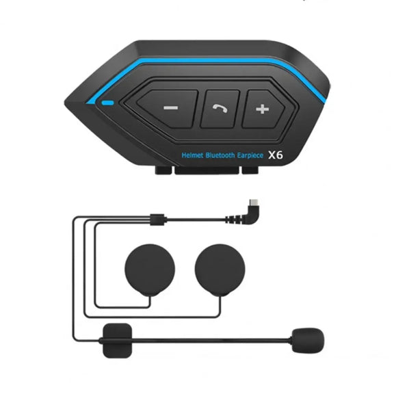 X6 Helmet Bluetooth Headset Wireless Water-resistant Moto Handsfree Stereo Headphone(Hard Pipe Wheat)