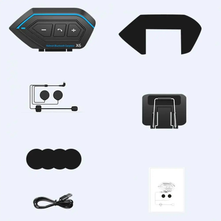 X6 Helmet Bluetooth Headset Wireless Water-resistant Moto Handsfree Stereo Headphone(Soft Line Wheat)