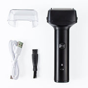 Men Reciprocating 3-Blade Rechargeable Shaver Washable Portable Beard Razor(Black)