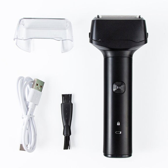 Men Reciprocating 3-Blade Rechargeable Shaver Washable Portable Beard Razor(Black)