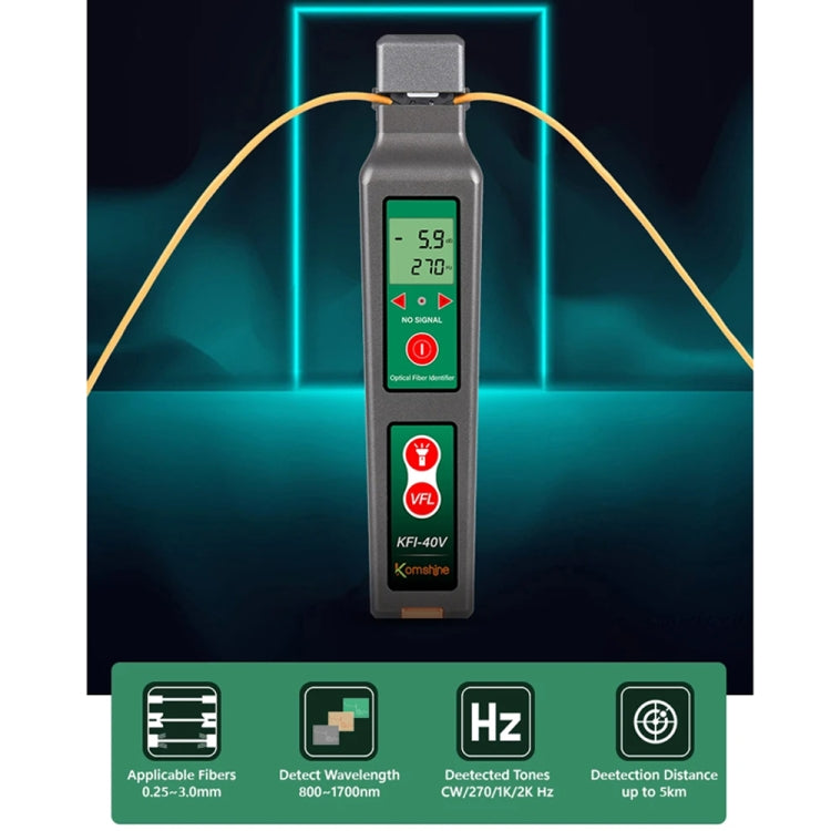 Komshine Fiber Optic Identifier Optical Cable Signal Direction Identifier With VFL Red Light 10mW(KFI-40V)
