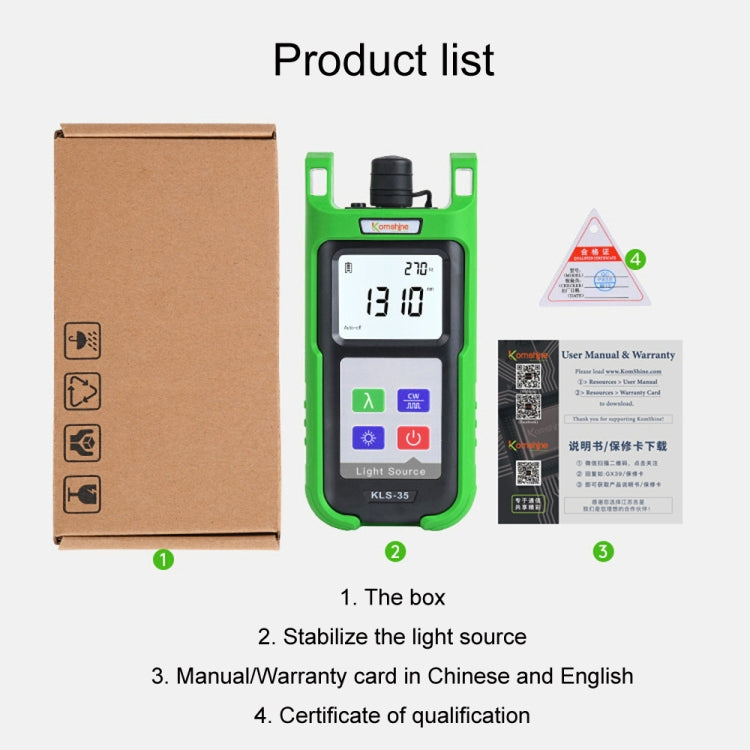 Komshine Handheld Laser Light Source Fiber Tester with LED Backlight, Model: KLS-35-M