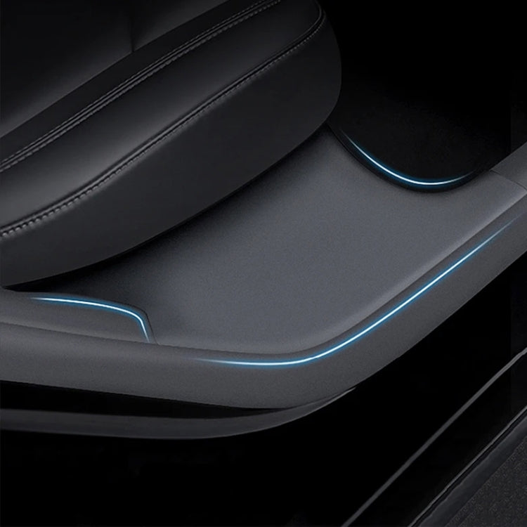 For Tesla Model Y Rear Door Built-In Sill Strip Rear Seats Anti-Kick Leather Protective Pad(Black)