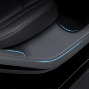 For Tesla Model Y Rear Door Built-In Sill Strip Rear Seats Anti-Kick Leather Protective Pad(Black)