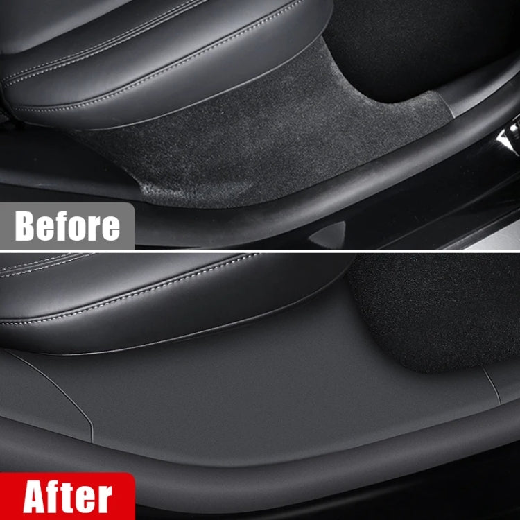 For Tesla Model Y Rear Door Built-In Sill Strip Rear Seats Anti-Kick Leather Protective Pad(Black)