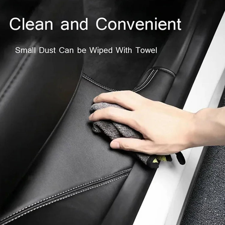 For Tesla Model Y Rear Door Built-In Sill Strip Rear Seats Anti-Kick Leather Protective Pad(Black)