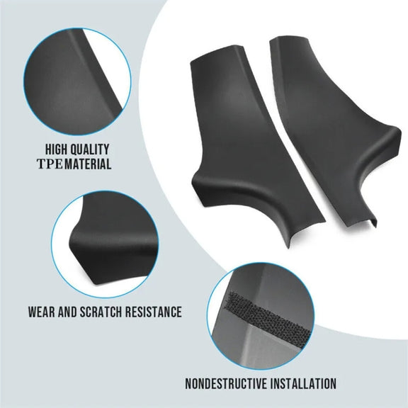 For Tesla Model Y Rear Door Built-In Sill Strip Rear Seats Anti-Kick Leather Protective Pad(Black)