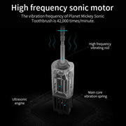 Rechargeable Ultrasonic Soft Bristle Electrical Toothbrushes Flosser 6 Gear With 4 Brushes(Black)